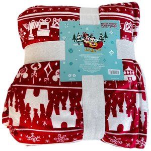 New Disney Store Christmas Fleece Throw Plaid Polarie Castle Snowflake Sherpa